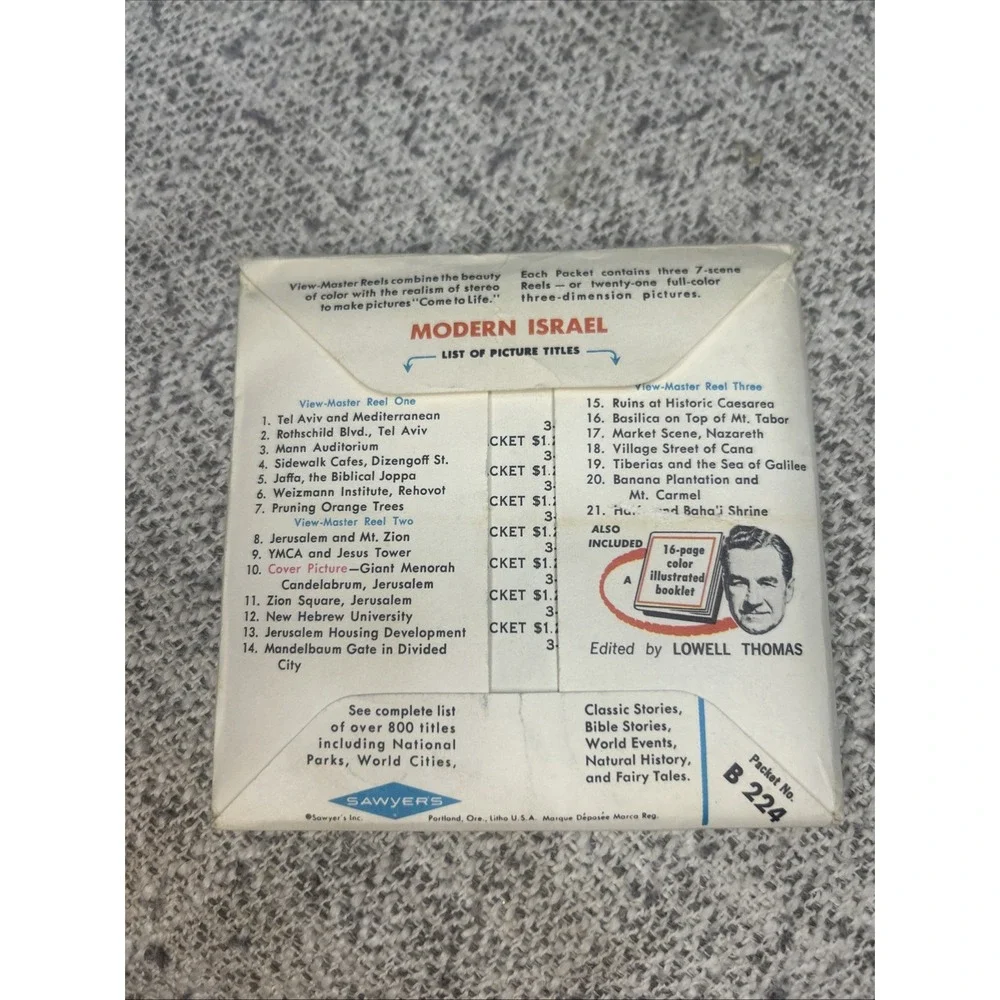 Sawyer's View Master Reel #B 224 Modern Israel Nations of the World circa 1960s